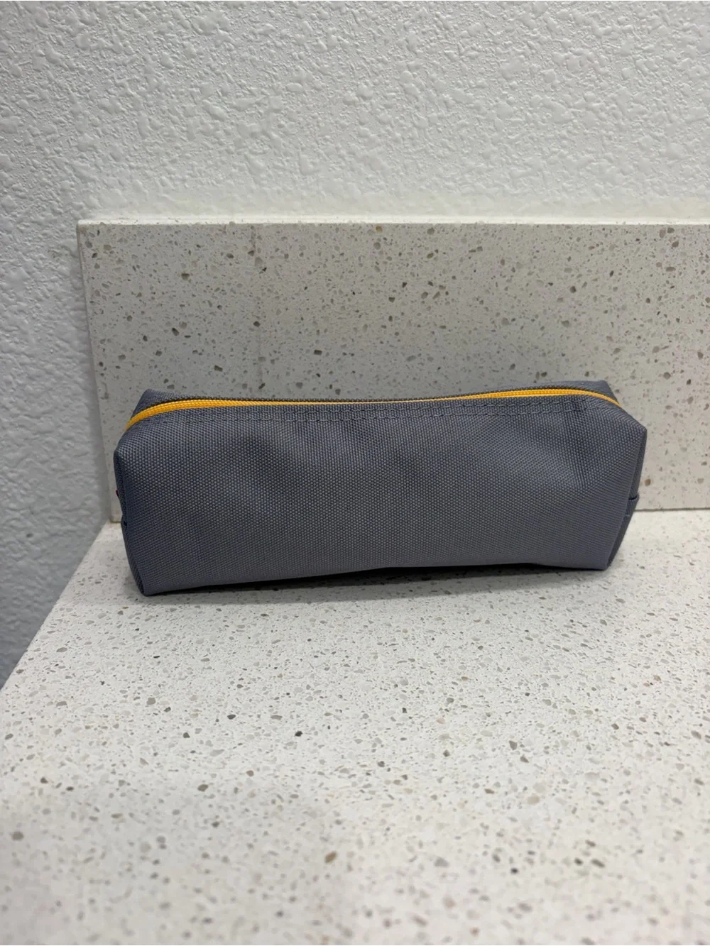 Snoopy Grey Peanuts Pencil Pouch Yellow Trim EUC